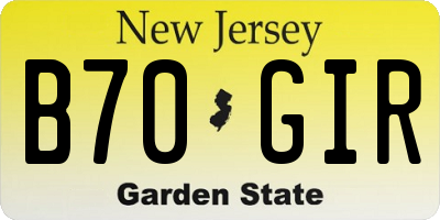 NJ license plate B70GIR