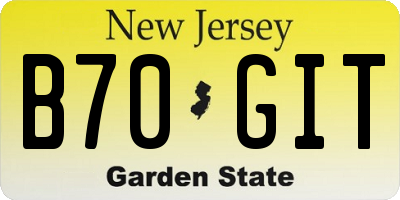 NJ license plate B70GIT