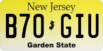 NJ license plate B70GIU