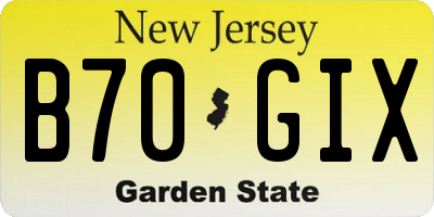 NJ license plate B70GIX