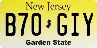 NJ license plate B70GIY