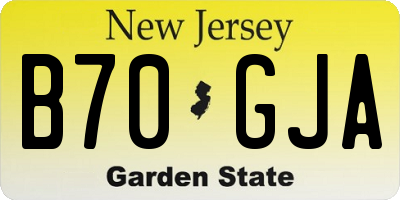 NJ license plate B70GJA