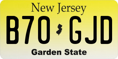 NJ license plate B70GJD