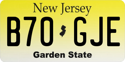 NJ license plate B70GJE