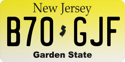 NJ license plate B70GJF