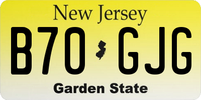 NJ license plate B70GJG