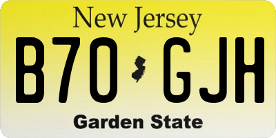 NJ license plate B70GJH