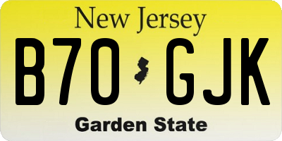 NJ license plate B70GJK