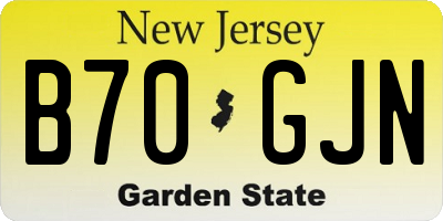 NJ license plate B70GJN