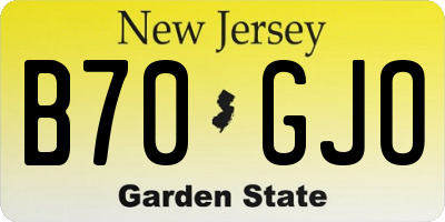 NJ license plate B70GJO