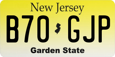 NJ license plate B70GJP