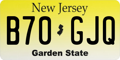 NJ license plate B70GJQ