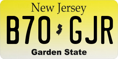 NJ license plate B70GJR