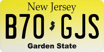 NJ license plate B70GJS