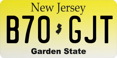 NJ license plate B70GJT