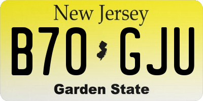 NJ license plate B70GJU