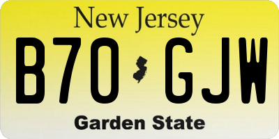 NJ license plate B70GJW
