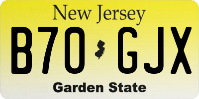NJ license plate B70GJX
