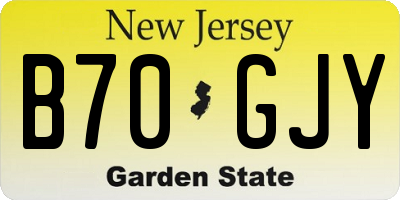 NJ license plate B70GJY