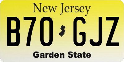 NJ license plate B70GJZ