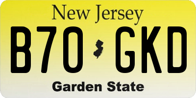 NJ license plate B70GKD