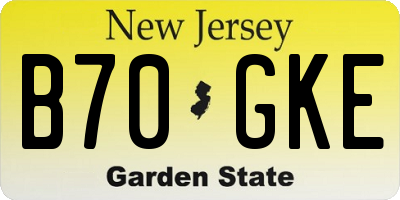NJ license plate B70GKE