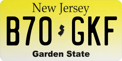 NJ license plate B70GKF