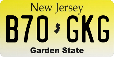 NJ license plate B70GKG