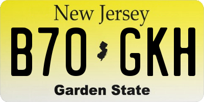 NJ license plate B70GKH