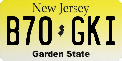 NJ license plate B70GKI