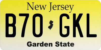 NJ license plate B70GKL