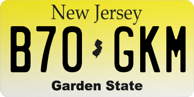 NJ license plate B70GKM