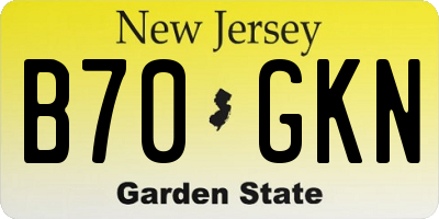 NJ license plate B70GKN