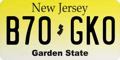 NJ license plate B70GKO
