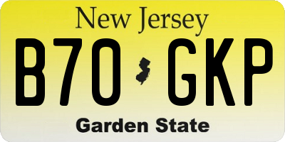 NJ license plate B70GKP