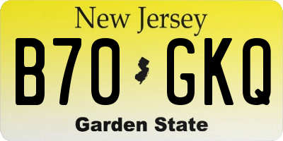 NJ license plate B70GKQ