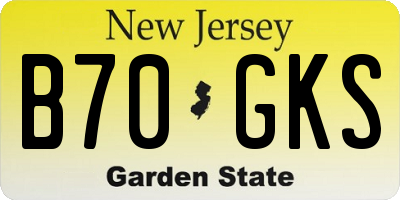 NJ license plate B70GKS