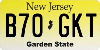 NJ license plate B70GKT