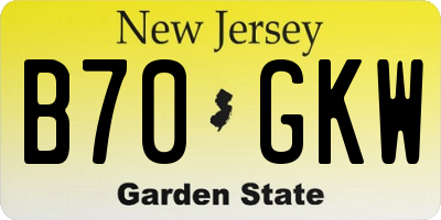 NJ license plate B70GKW