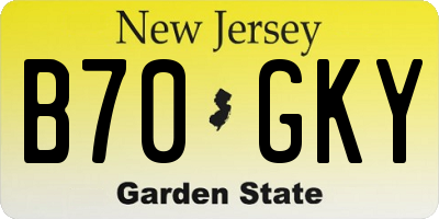 NJ license plate B70GKY