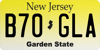 NJ license plate B70GLA