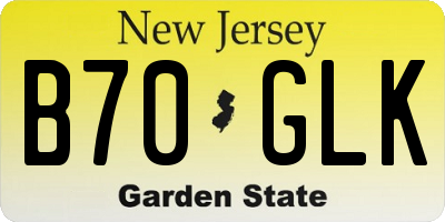 NJ license plate B70GLK