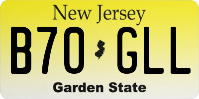 NJ license plate B70GLL