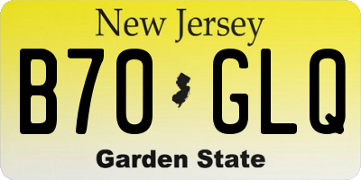 NJ license plate B70GLQ