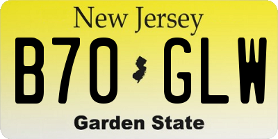 NJ license plate B70GLW