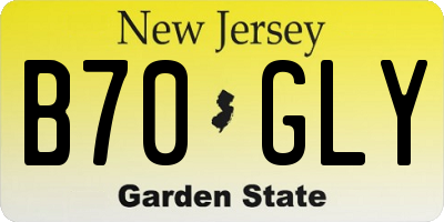 NJ license plate B70GLY