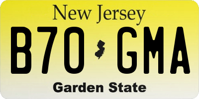 NJ license plate B70GMA