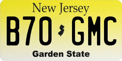 NJ license plate B70GMC