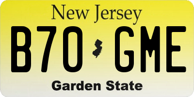 NJ license plate B70GME