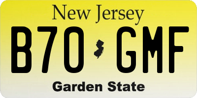 NJ license plate B70GMF